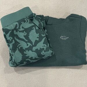 Kids Headquarters Dark Green Hooded Sweatshirt Boys  with Beige Layered Sleeves